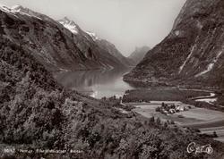 Postkort ";10/67"; med motiv fra Eikesdalvatnet, ved Reitan,