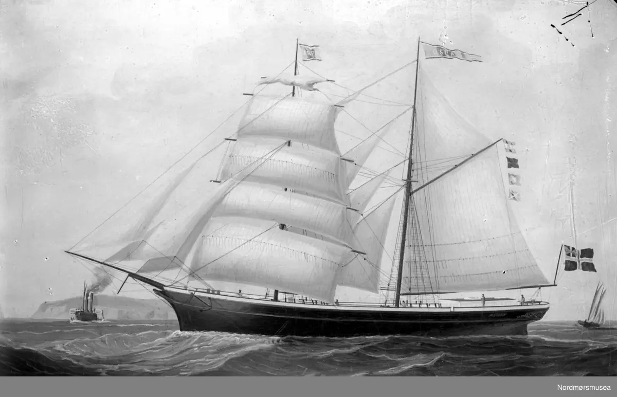 tegning-maleri-av-seilskute-med-seilf-ring-oscar-fra-nordm-re-museums