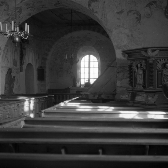 Drevs gamla kyrka, interiör. 1958.