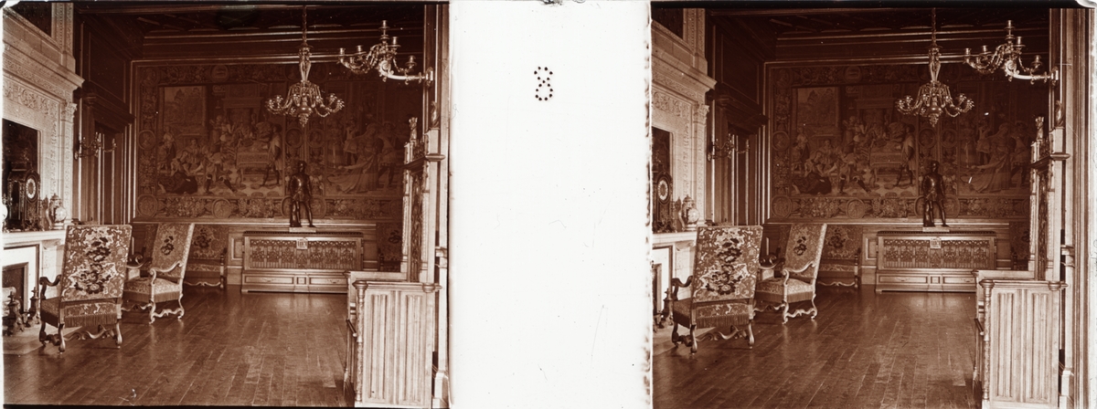 Stereobild av Henri Alberts kammare i Chateau de Pau.
"Chambre d'Henri d'Albert".