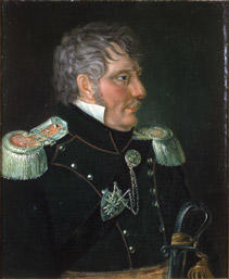 Portrett av Frederik H. J. Heidmann. Mørk uniform m/epåletter.