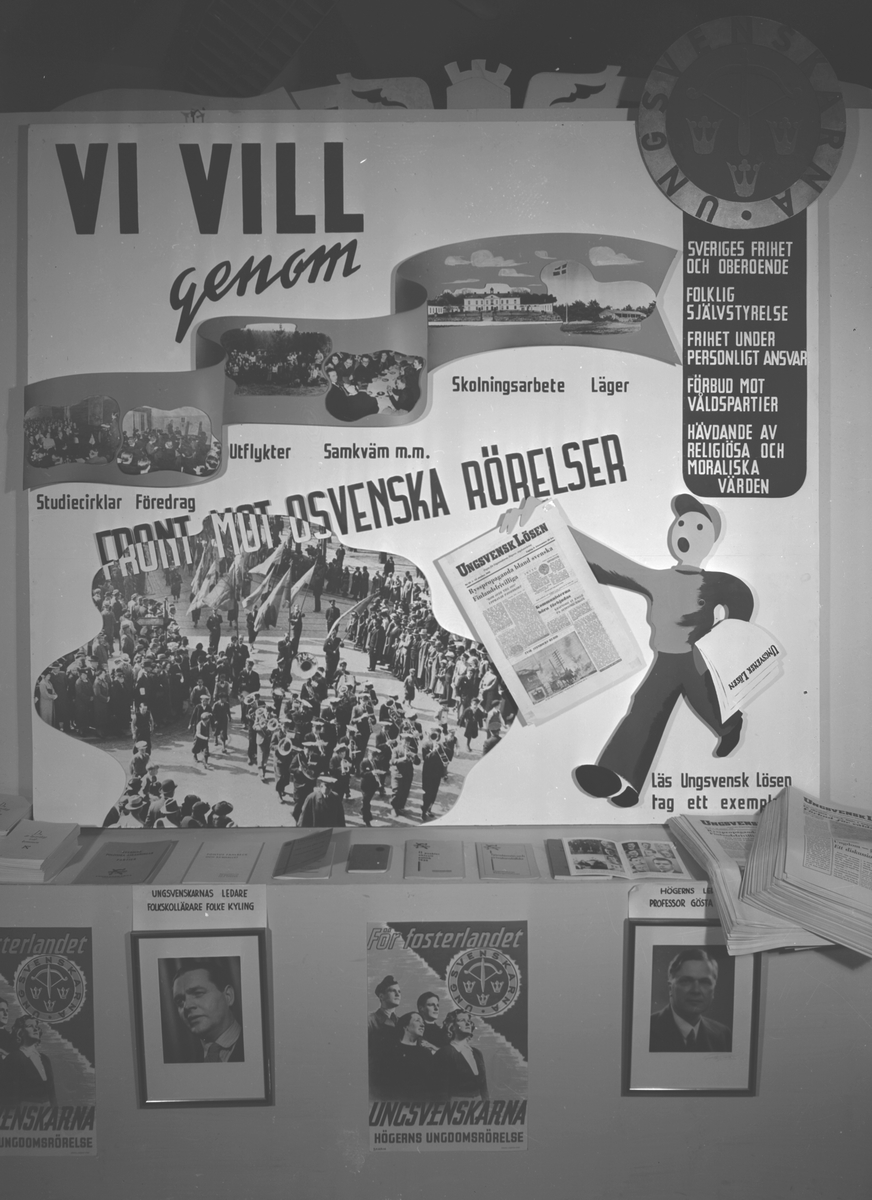 Ungdomsutställningen "Ungdomen Vill och Kan". Ungsvenskarna Högerns Ungdomsrörelse. Den 4 oktober 1941.