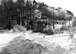 Moss. Hvor? Veikryss med skilt: Til Sverige. Blindgate.