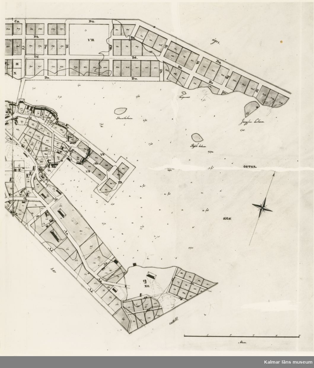 Detalj av en karta över Döderhultsvik från 1845.