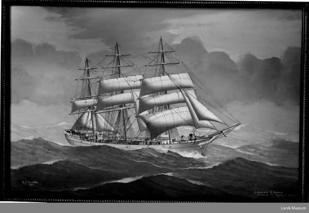 fartøy, seilskip, fullrigger "Sophie" av Larvik                         