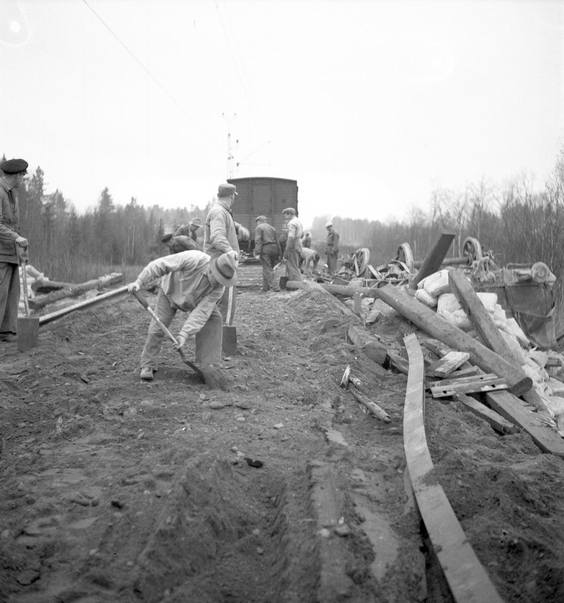 Tågolycka på linjen Gävle-Skutskär. Den 26 november 1949
