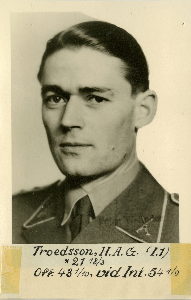 Porträtt av Henrik Anders Gustaf Troedsson, officer vid Svea livgarde I 1 och Intendenturkåren.