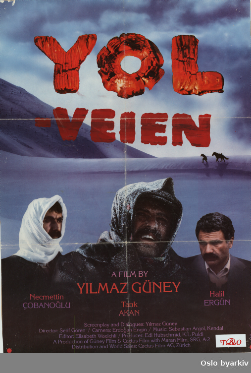 Plakat for filmen YOL - norsk distribusjon...Oslo byarkiv har ikke rettigheter til denne plakaten. Ved bruk/bestilling ta kontakt med Nordic Black Theatre (post@nordicblacktheatre.no)