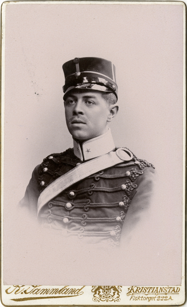 Porträtt av Nils Otto Palmstierna, underlöjtnant vid Wendes artilleriregemente A 3.
Se även AMA.0008255.