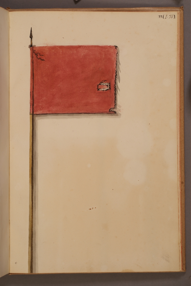 Avbildning i gouache föreställande fälttecken taget som trofé av svenska armén. Det avbildade standaret finns inte bevarat i Armémuseums samling.