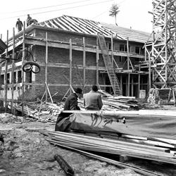 Ildfast museumsbygg under oppføring på Borgarsyssel Museum i