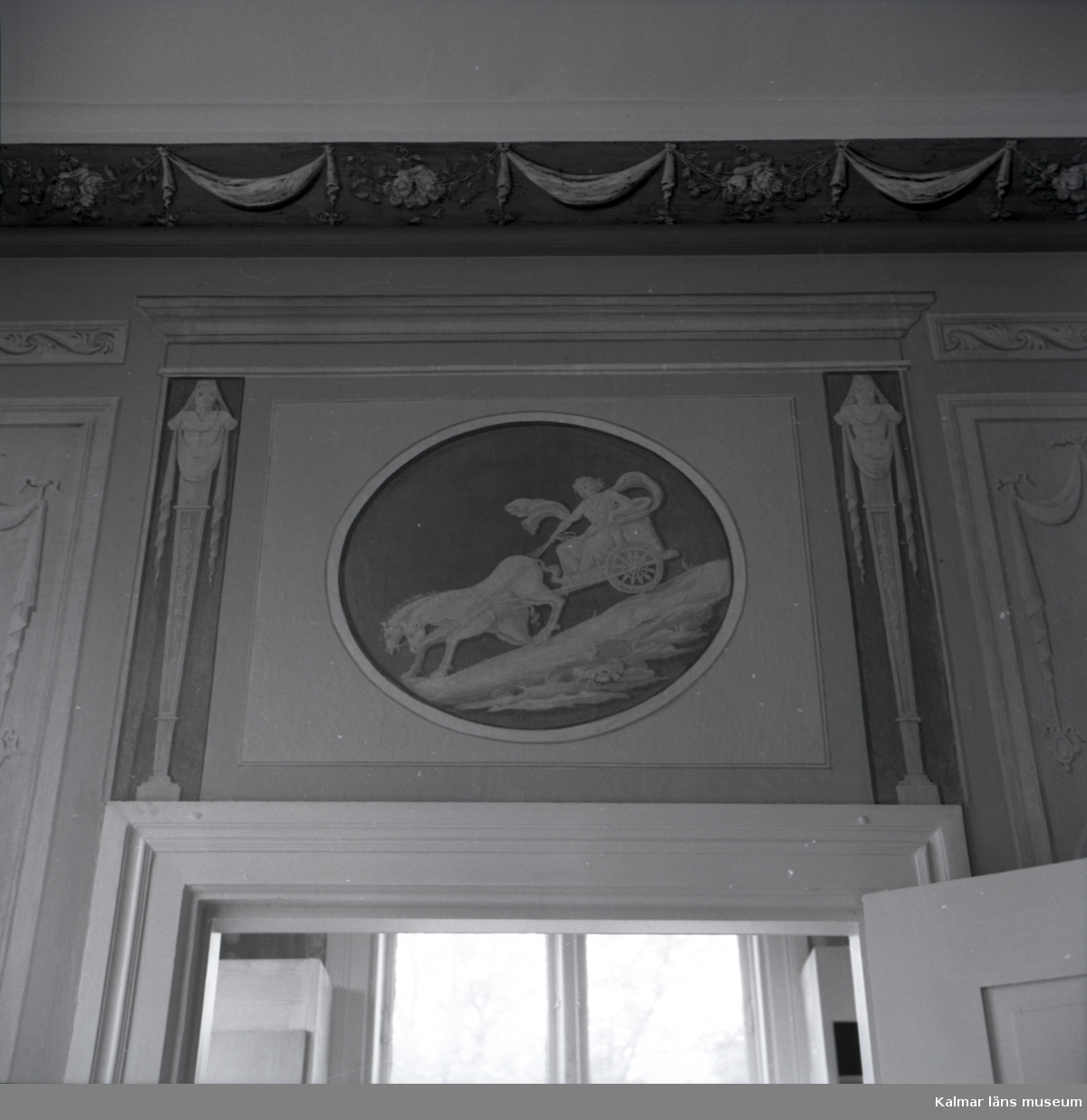 Väggmålning i sängkammaren på Fredriksbergs herrgård.