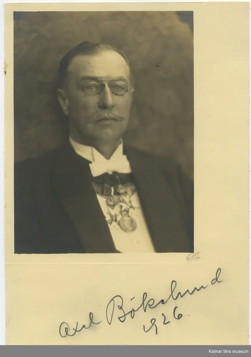 Porträtt av landskamrer Axel Bökelund 1926.