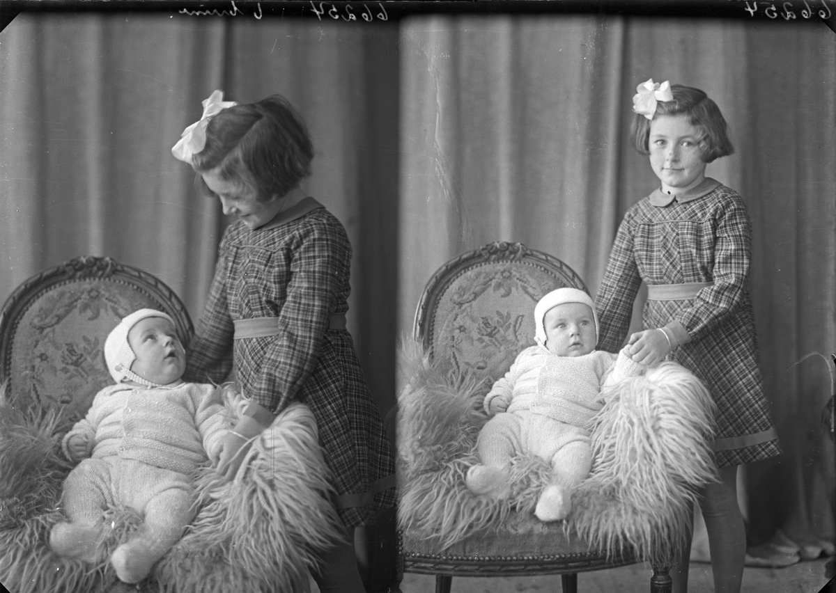 Portrett. Familie. Ung pike og lite barn. Bestilt av Einar Haukås. Jens Risøensgt. 145.