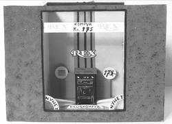 Rex komfyr, vindusutstilling, reklame, Elektrisk Bureau.