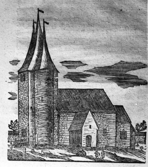 Husaby sn.
Husaby kyrka, stick efter fil. dr J. Digelius avhandling 1740.