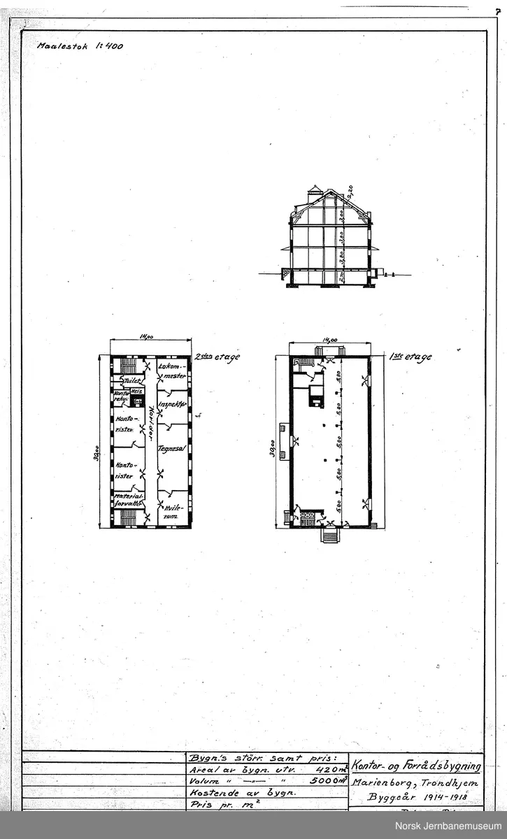 Oversiktstegninger fra NSB Verkstedkontoret
8 tegninger av bygninger på Verkstedet Marienborg
