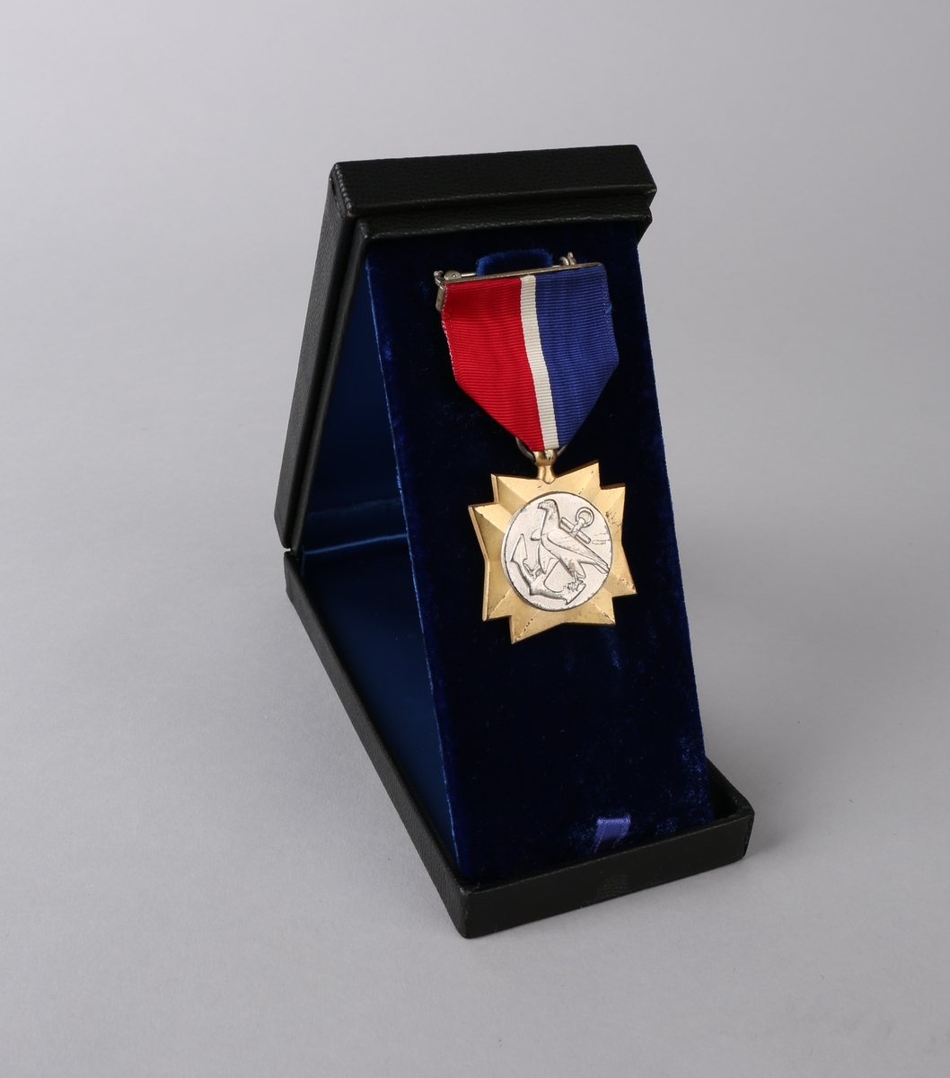 Medaljens forside viser en ørn og et anker. Baksiden har  en fakkel oginskripsjonen "United Statees Merchant Marine"