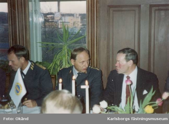 Från invigning av MFV:s nya förråd i Angered, Göteborg, 1991-04-08. MB V gen Bertel Österdahl, C MFV öv Bo Ergin och gen Bernt Östh C FV/FS.