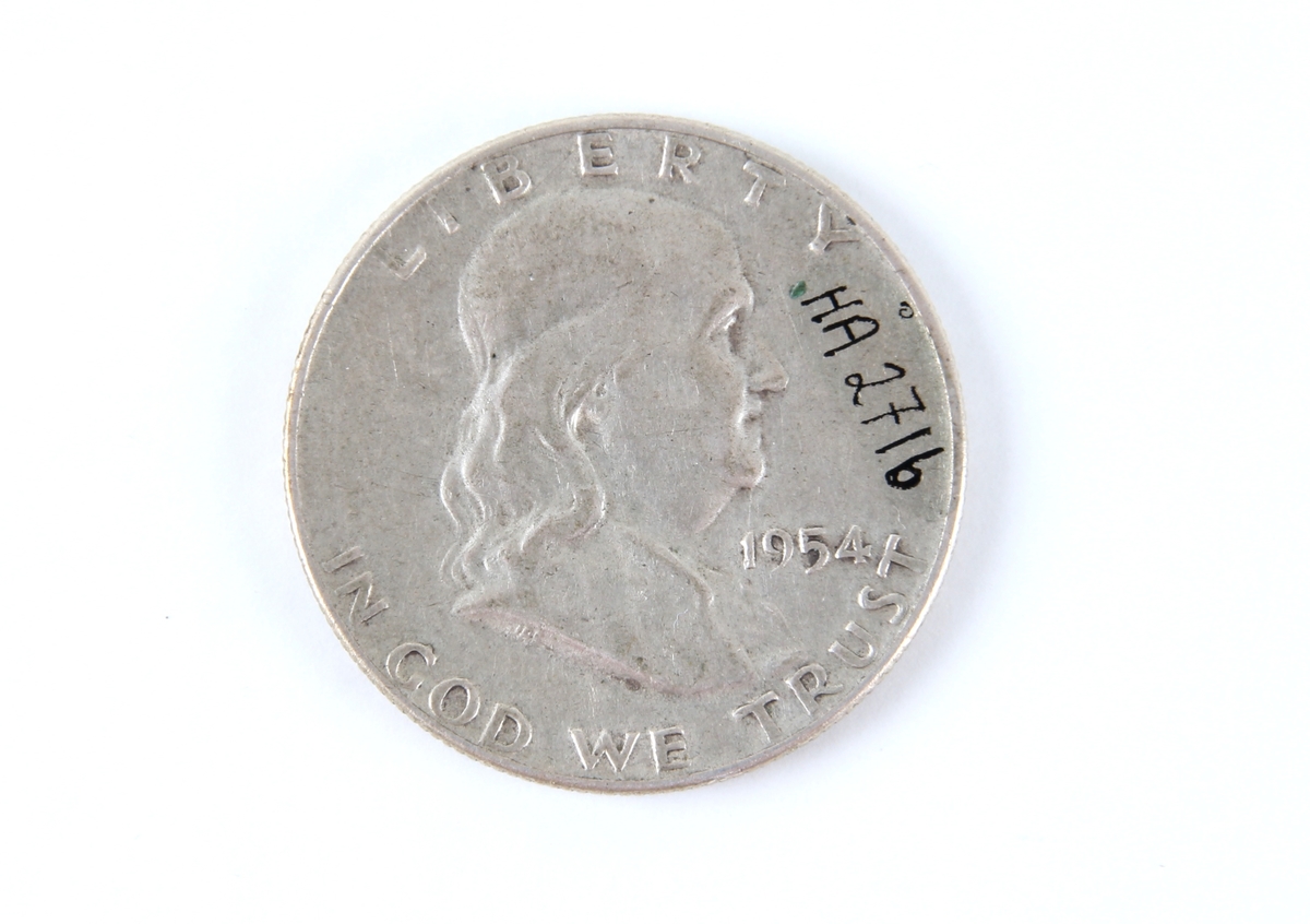 En amerikansk halv dollar fra 1954