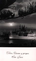 Jule- og nyttårskort. Ubrukt. Foto: svart/hvitt. Måneskinn. 