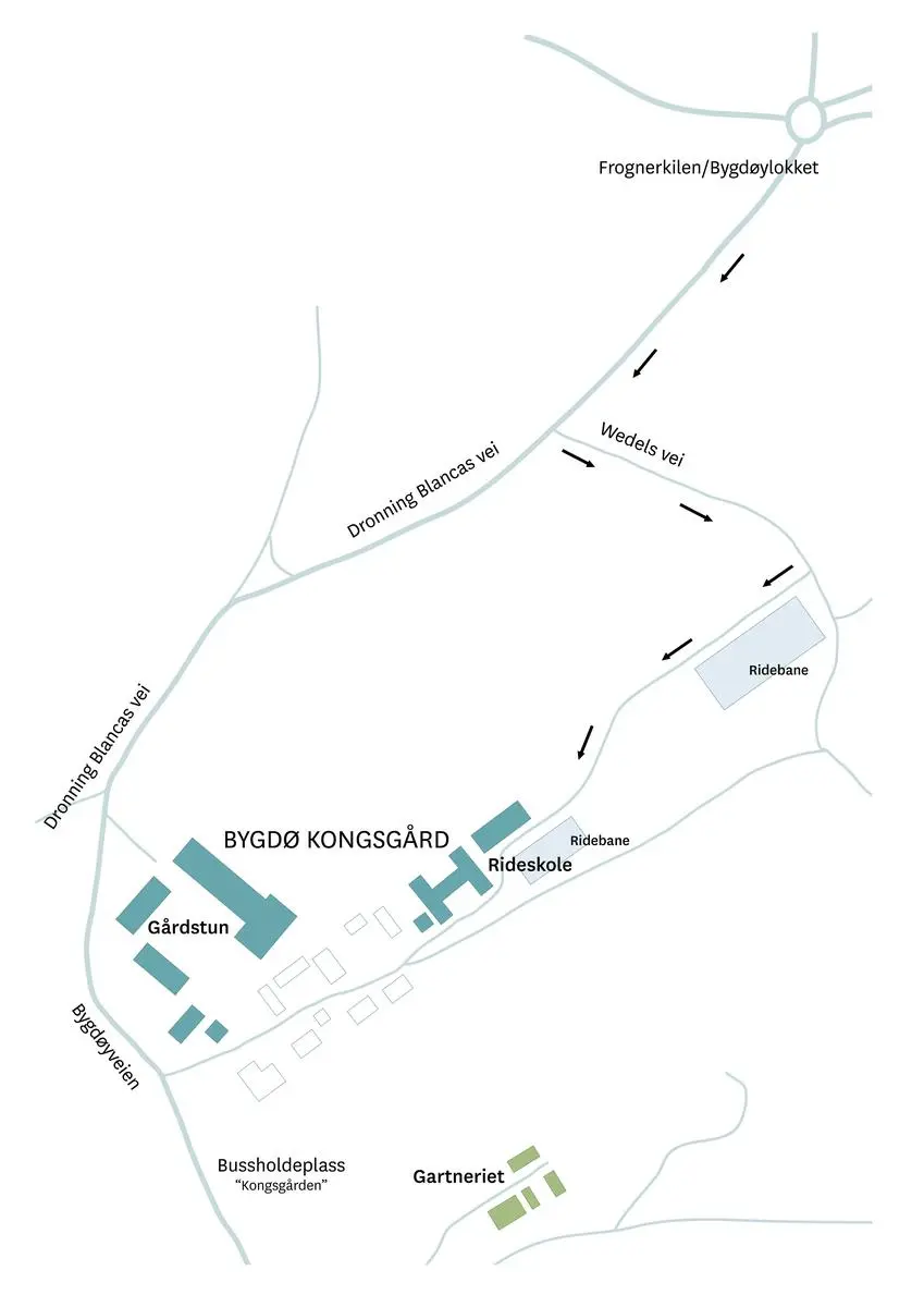 Kart over Bygdø Kongsgård. 