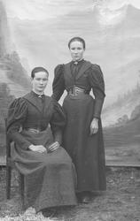 Gruppebilde. To yngre kvinner, søstre. Margit Hansdatter Rei