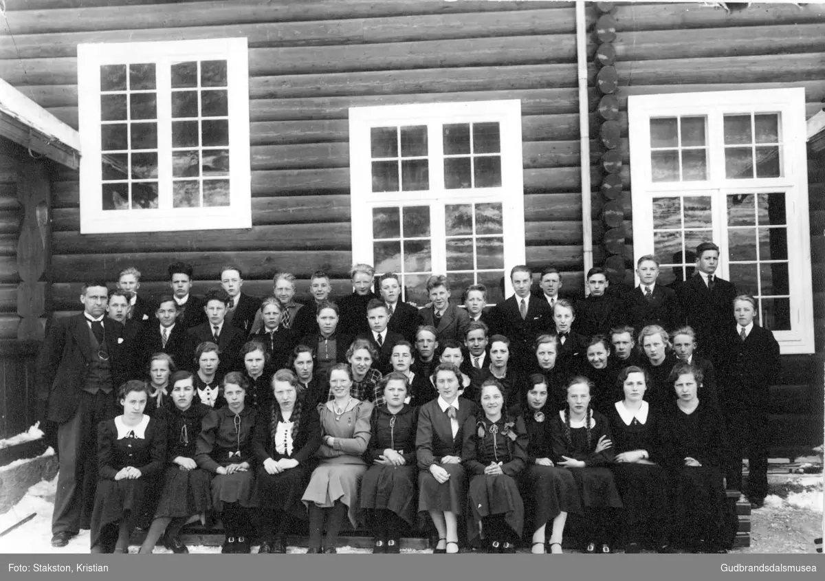 Lom og Skjåk framhaldsskule 1937-1938 i Marlo