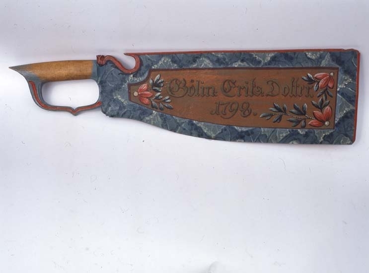 Skäktkniv med texten "Gölin Brita Dotter 1798".