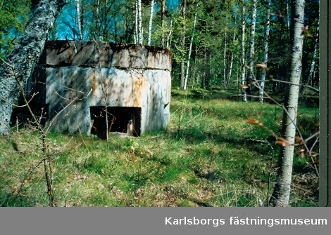 Bunker från 40-talet. Detta låg bakom F6 dåvarande flygverkstad. Fotograferades av Karl-Axel Hansson juni 1999. Albumet är en del av en donation från Karl-Axel Hansson, Karlsborg. Förteckning över hela donationen finns i albumet samt som Word-dokument.