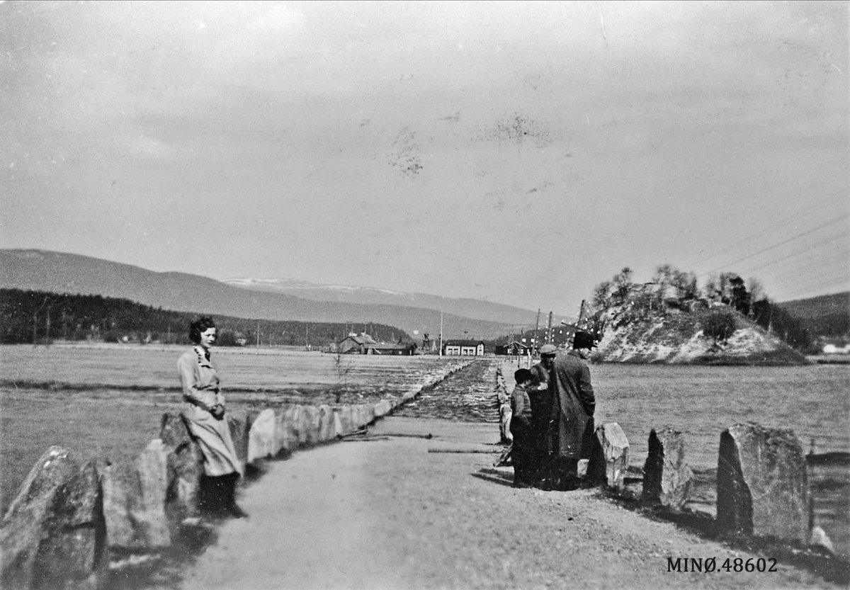 Flommen på Alvdal 1934. Bildet tatt mot Grimshaugen.