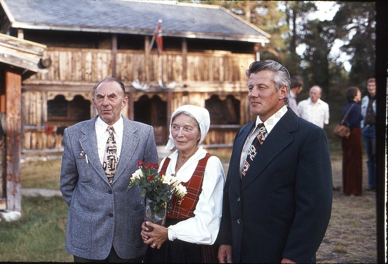 Håvard Bonsevoll, Tore Segelcke og Per H Støen, bildet tatt i Streitlien Uppigard på et museumsmøte ca 1980
tidl lysbilde 192