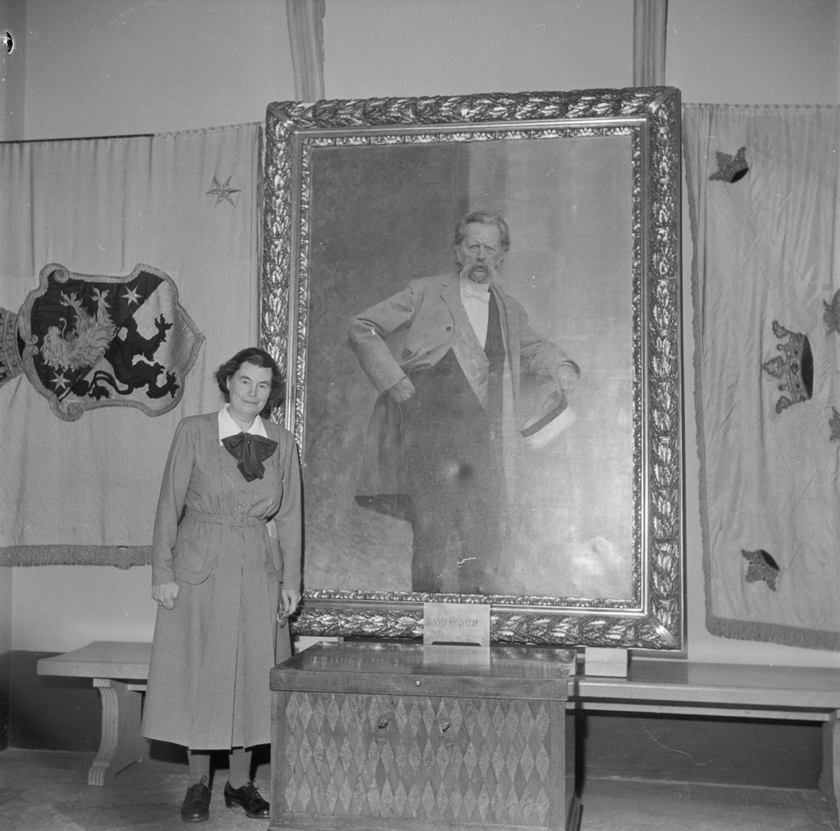 Utställning i samband med studentkårens 100-årsjubileum, porträtt av Gunnar Wennerberg, Uppsala 1949