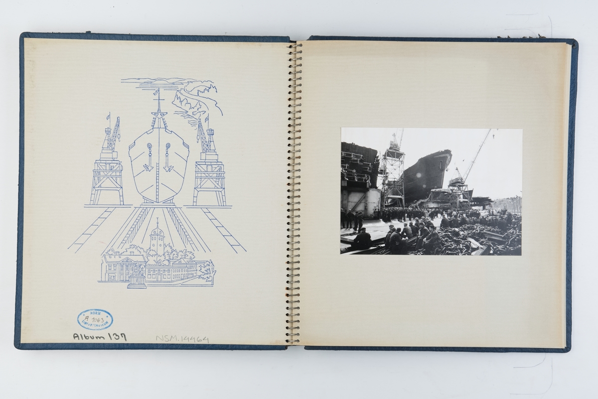 Album med fotografier fra sjøsettingen av M/T Norse King 4. april 1959.