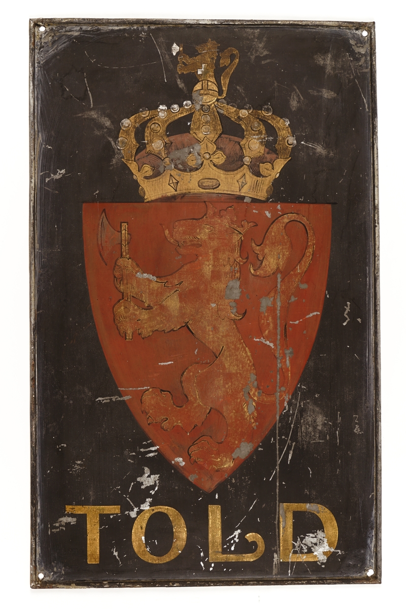 Riksvåpenet av 14.12.1905, over "TOLD".