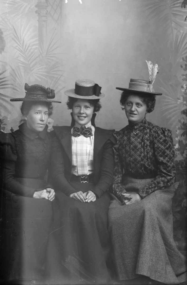 Portrett av frøken Johansen med to venninner