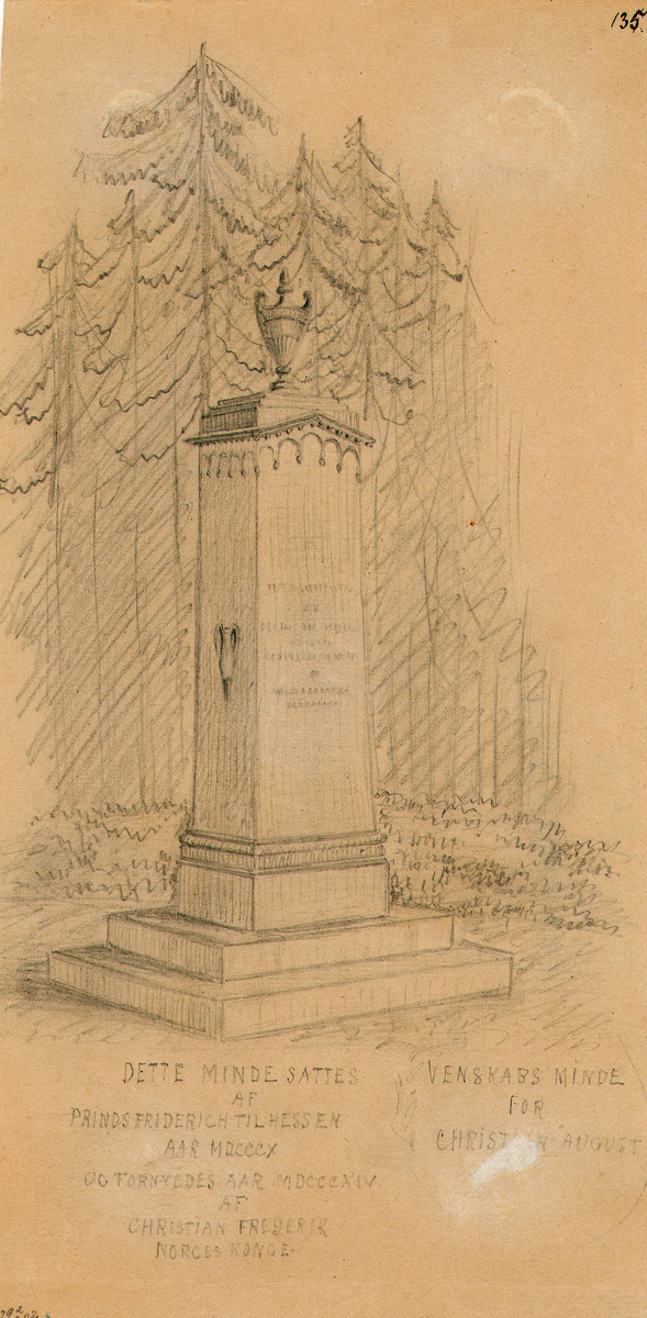 Monument over Christian August [blyanttegning]