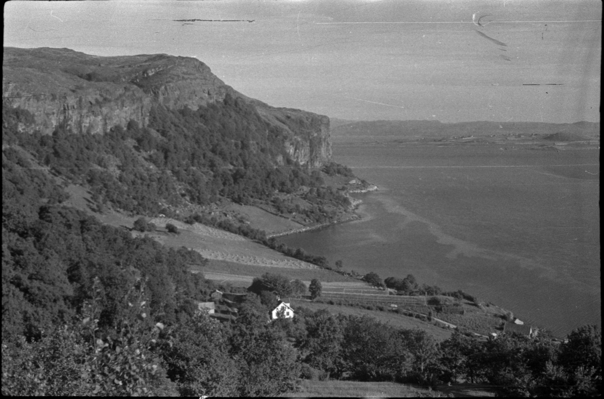 Gården Bjerga på Rennesøy sett fra ulike vinkler (bilde 1-7). Det er også bilder av Vikevåg (bilde 8-9) og Dale (bilde 10-14) på Rennesøy.