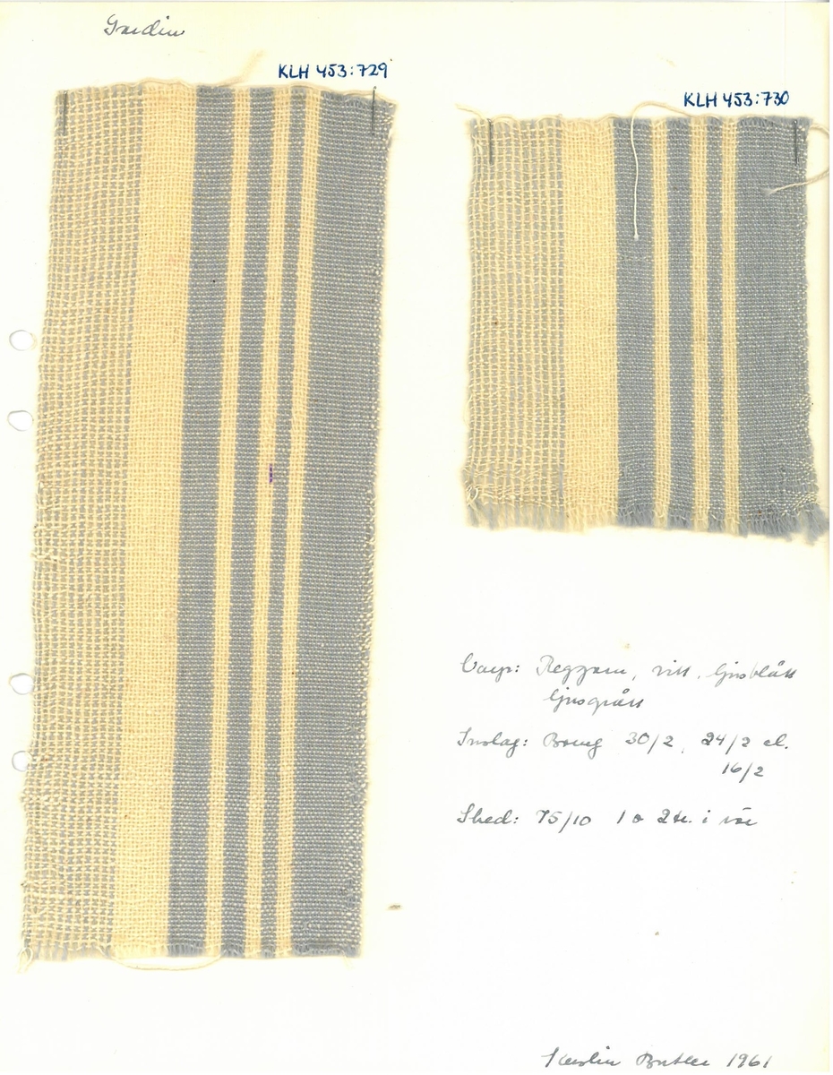 Pärm med vävprover till gardiner.
Formgivare: Kerstin Butler 1961-1969