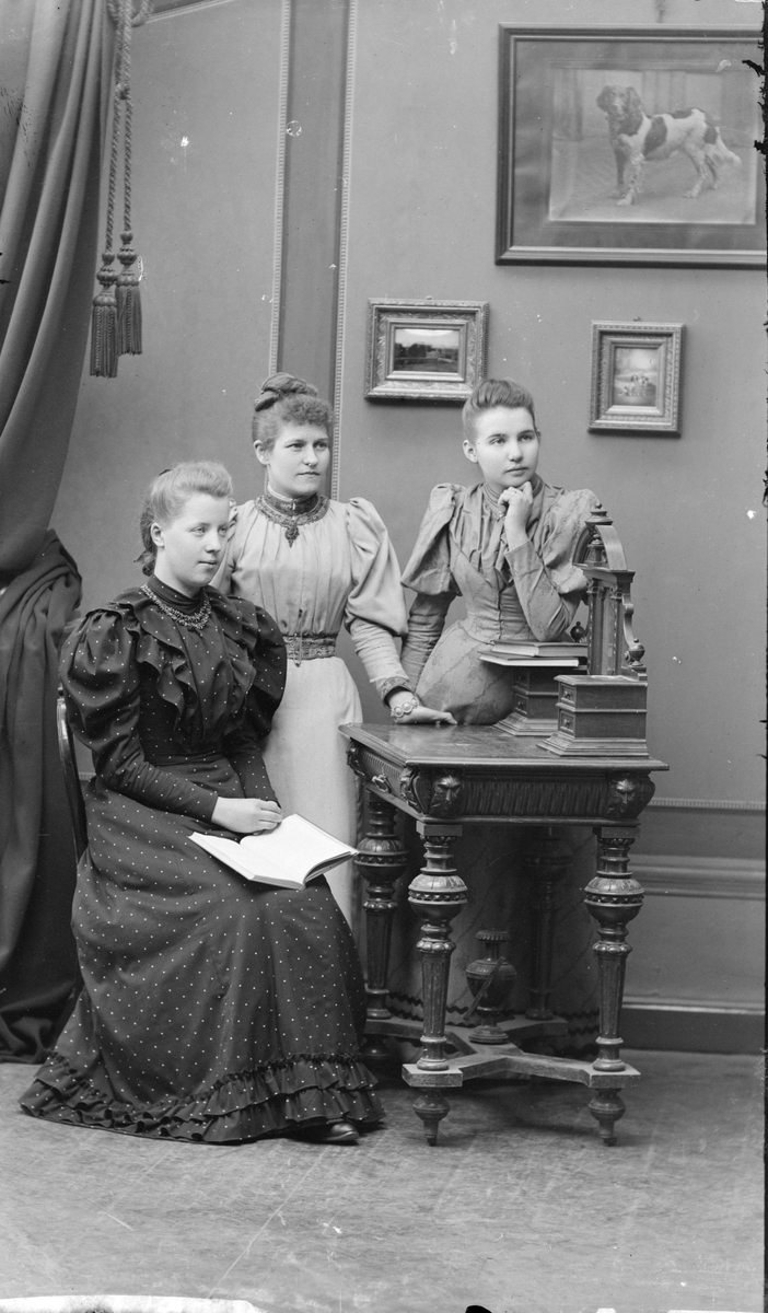 Ateljéporträtt - Emma Osti och två flickor, Uppsala 1894
