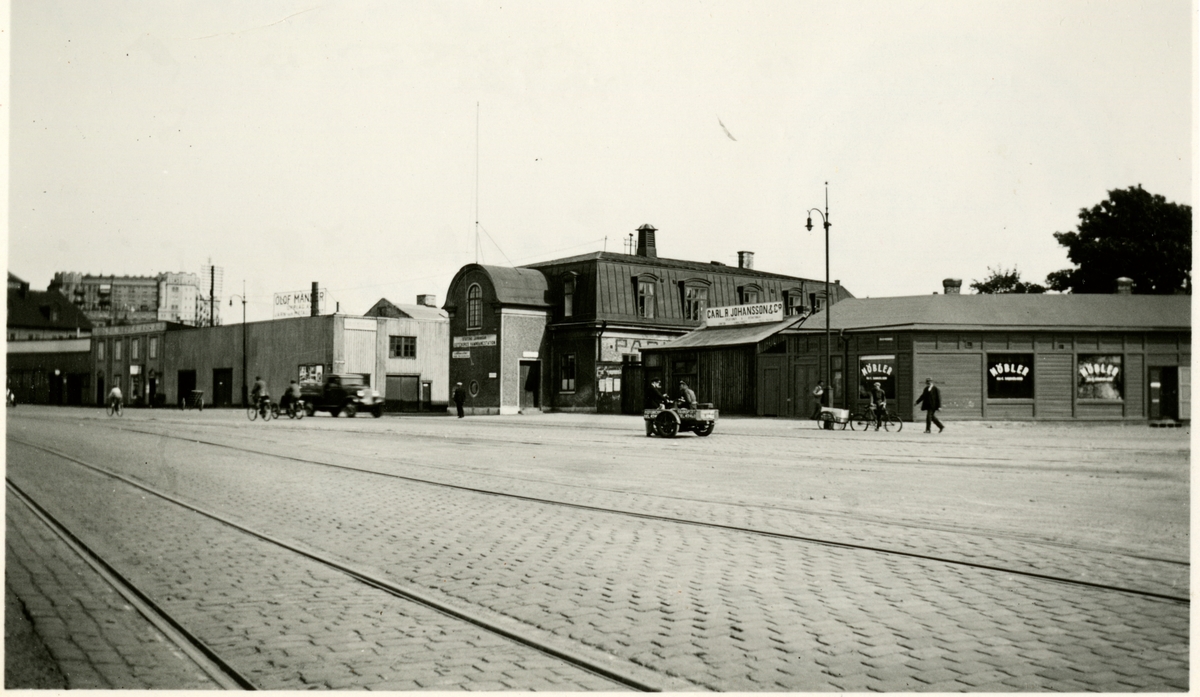 Göteborg SJ, Statens Järnvägar, hamnbana. Stationen i mitten av bilden.