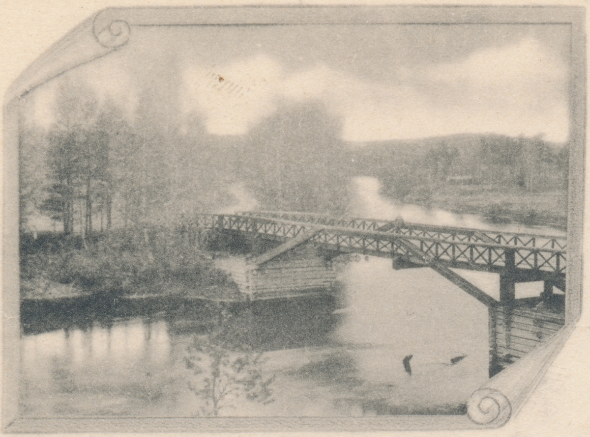 Voxna. Vy över Älvbron, del av vykort.