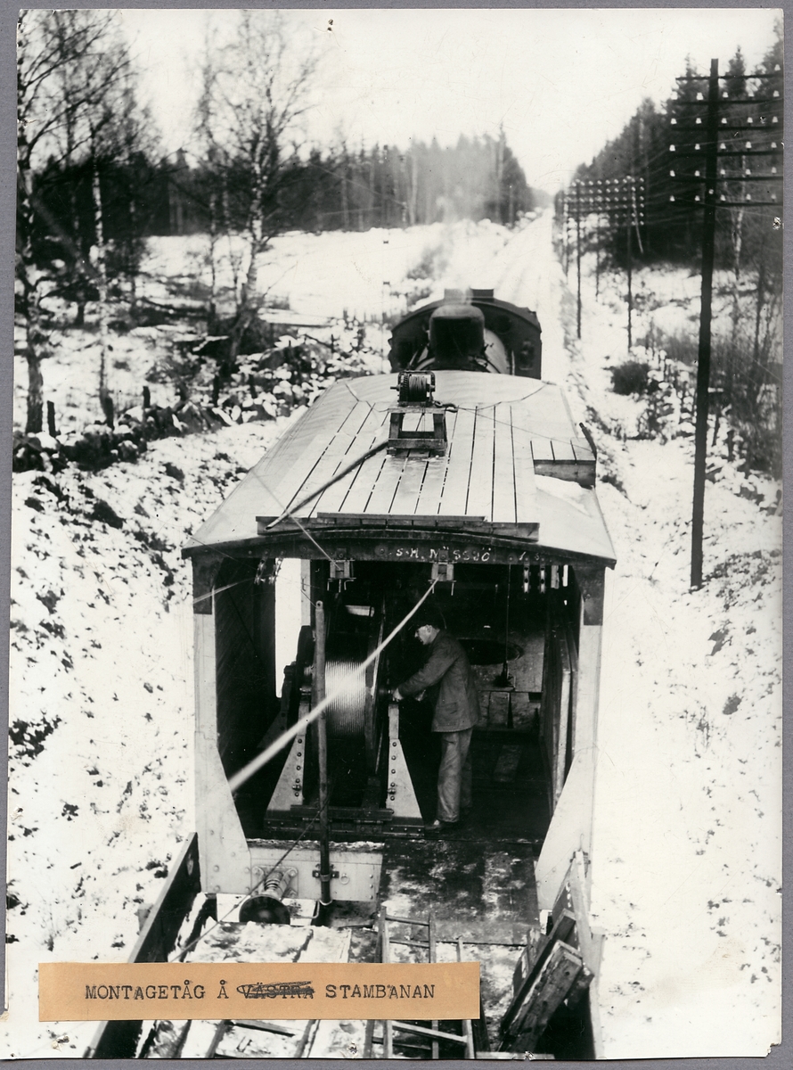 Montagetåget på Södra Stambanan. - Järnvägsmuseet / DigitaltMuseum