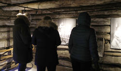 Folk utforsker utstillingen om Seppala i låven