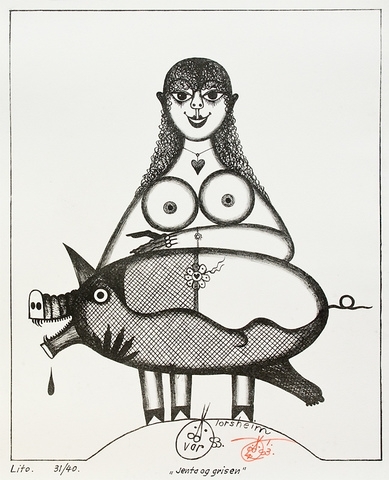 Jenta og grisen [Grafikk]