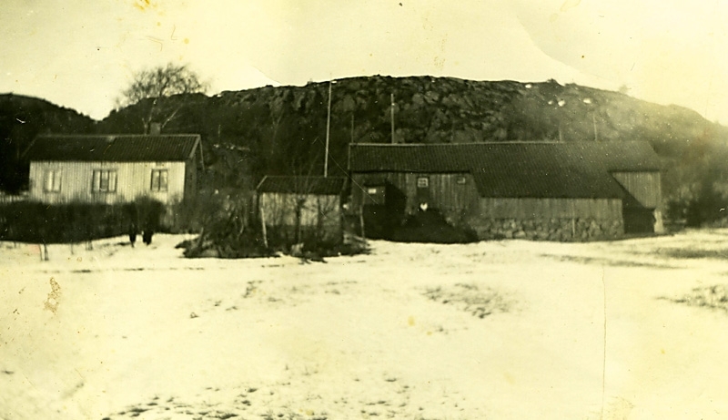 Boningshus och ladugård vid Hallen 1:2 "Fredriks" (nuvarande Färåsvägen) cirka 1930.