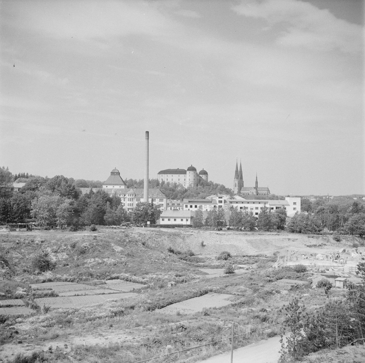 Slottet, vy från sandgropen, Uppsala, 1948-1949