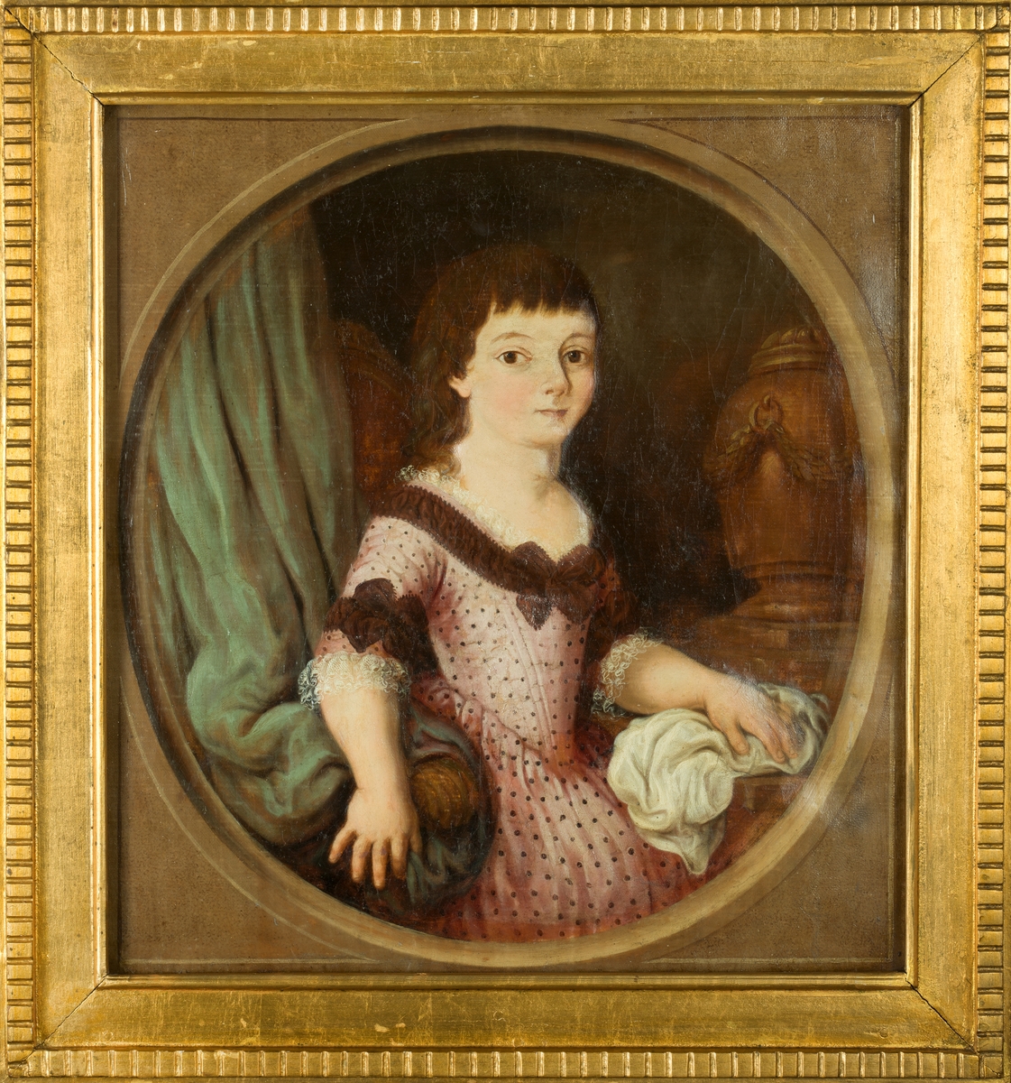 Portrett av Magdalena Elselena Wensell (1782-1786) i rosa silkekjole