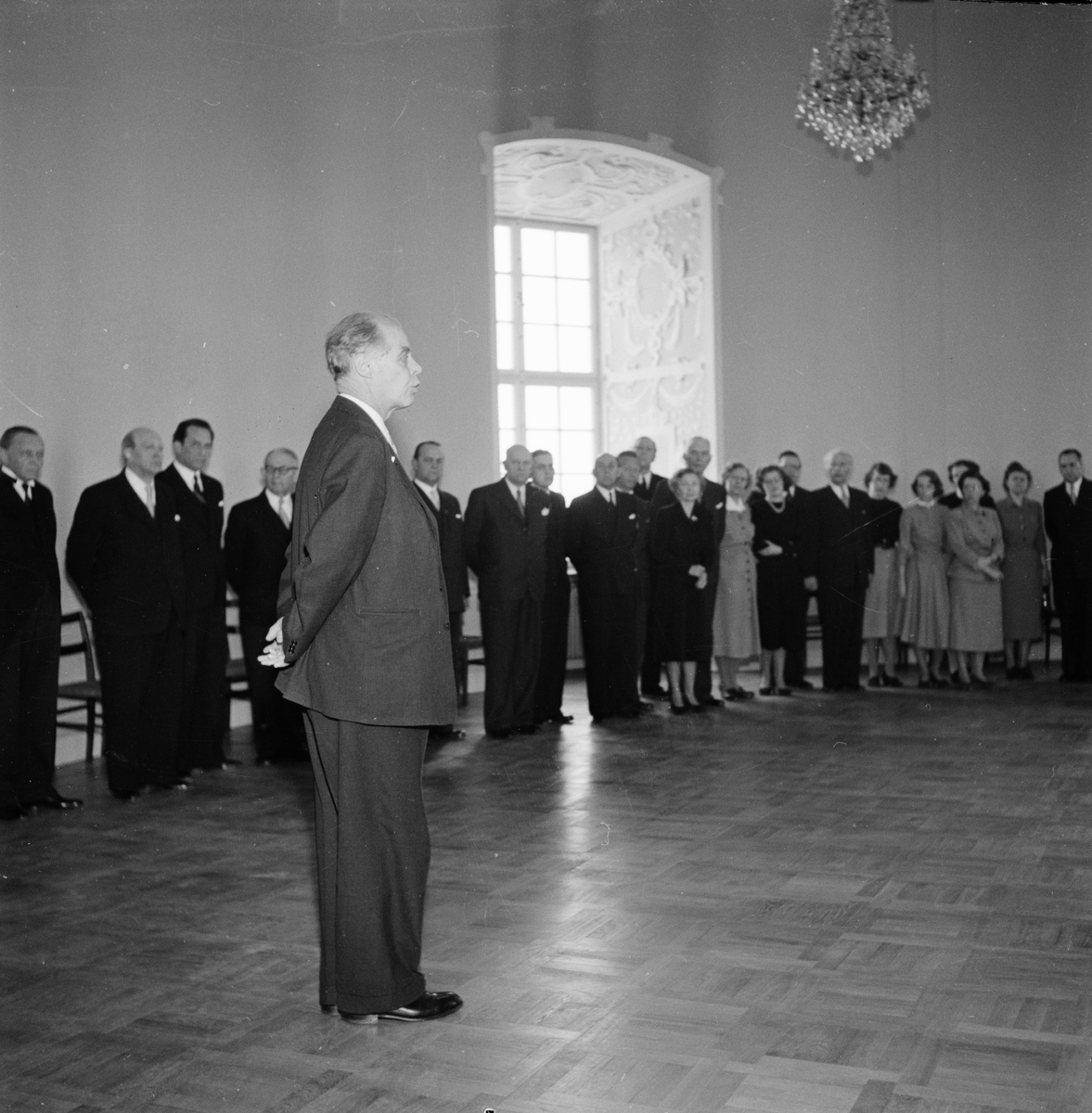 Landshövding Georg Andrén, mottagning på Uppsala slott, Uppsala 1952