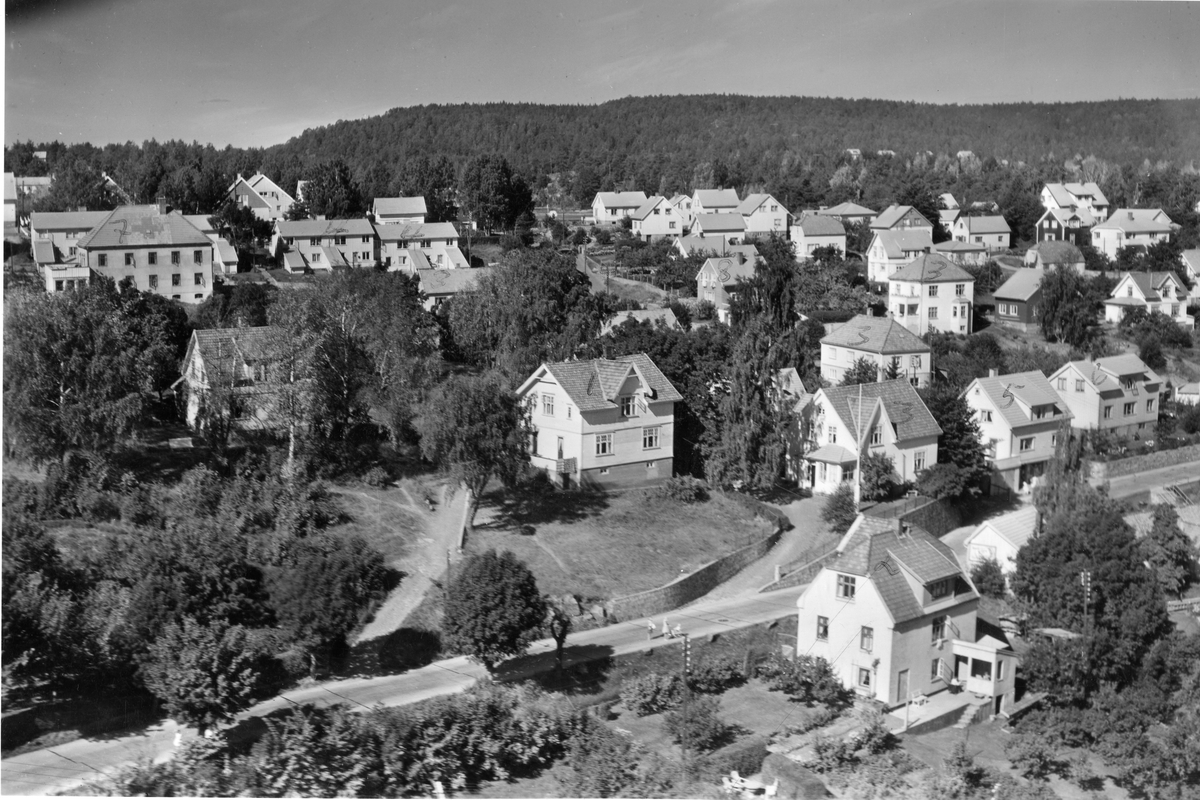 Flyfotoarkiv fra Fjellanger Widerøe AS, fra Porsgrunn Kommune. Setre i Brevik. Fotografert 08.08.1959. Fotograf J Kruse